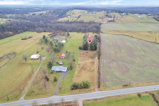 drone / aerial view with a rural view