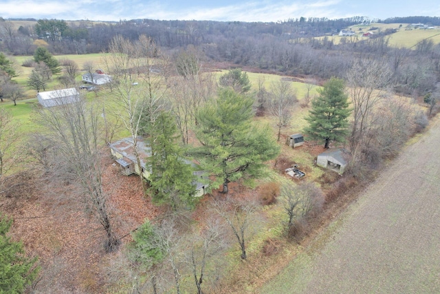 drone / aerial view with a rural view