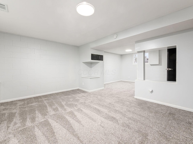 basement with carpet