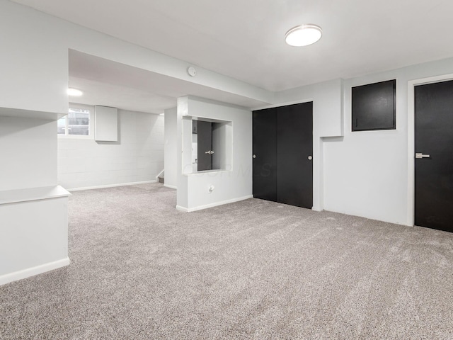 basement with carpet floors