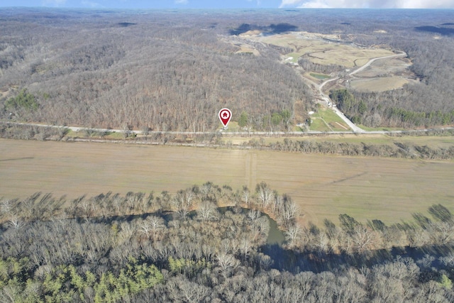 drone / aerial view with a rural view and a water view