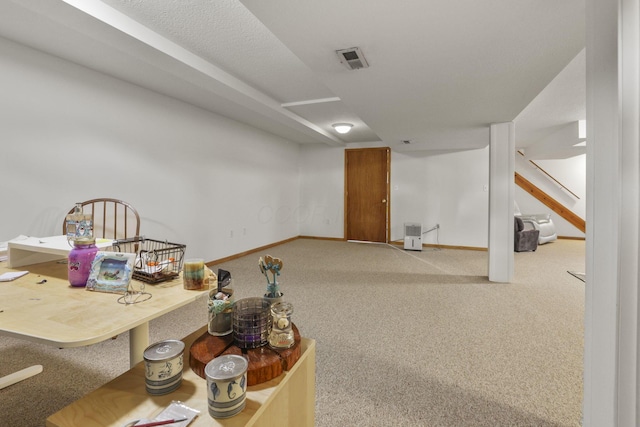 basement featuring carpet