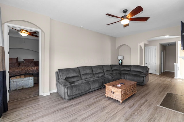 living room featuring hardwood / wood-style floors