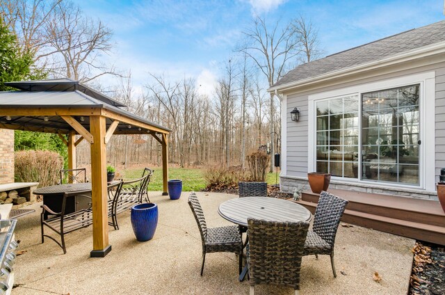 view of patio featuring a gazebo