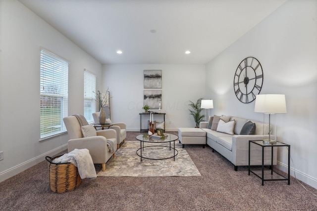 living room with carpet flooring