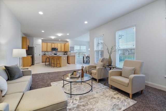 carpeted living room with plenty of natural light