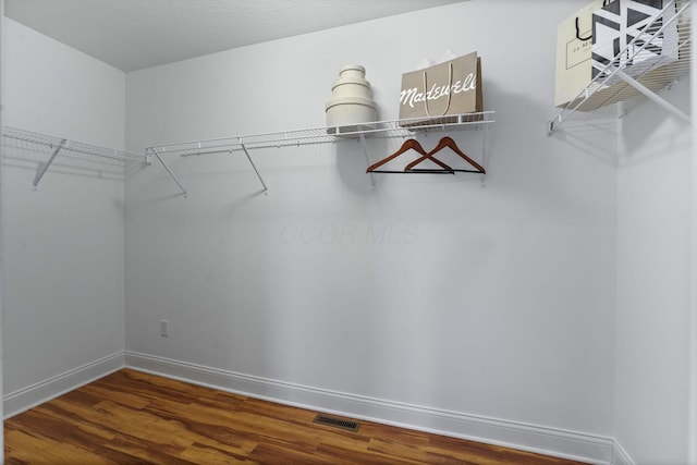 spacious closet with hardwood / wood-style floors