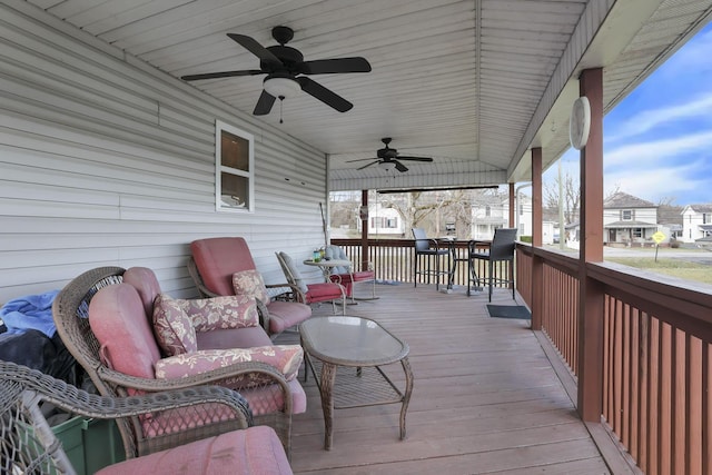 deck featuring a ceiling fan