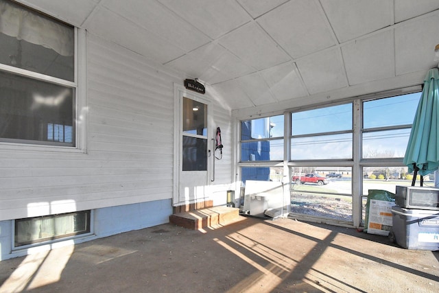 view of unfurnished sunroom