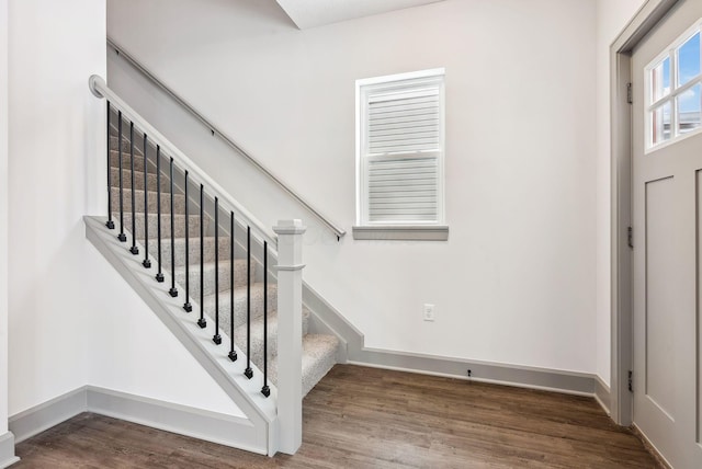 foyer with dark hardwood / wood-style flooring