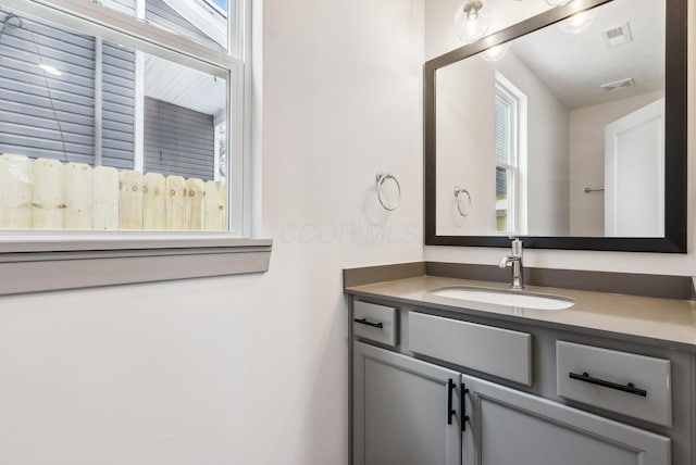 bathroom with vanity and plenty of natural light