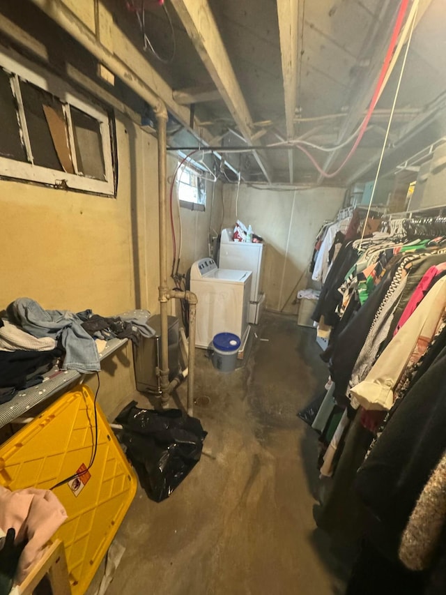 basement with independent washer and dryer