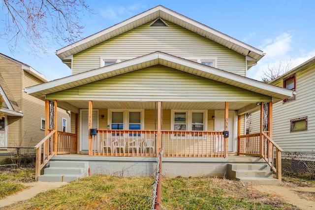 view of front of home featuring covered porch