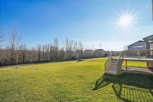 view of yard featuring a deck