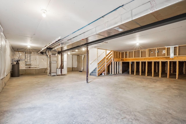 basement with heating unit