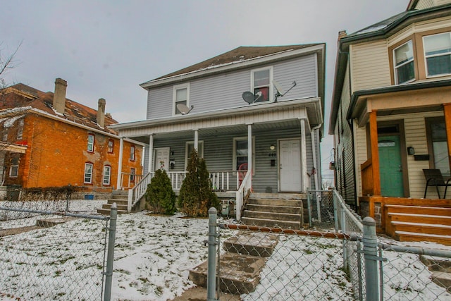 view of front facade featuring covered porch