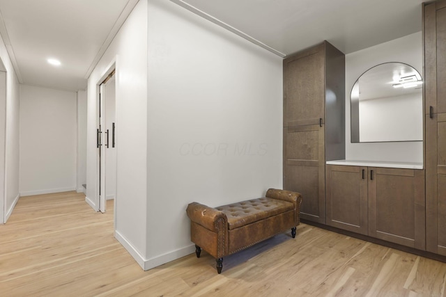 corridor featuring light hardwood / wood-style flooring