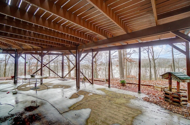 view of snow covered patio