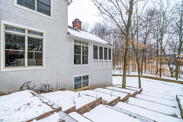 view of snow covered exterior