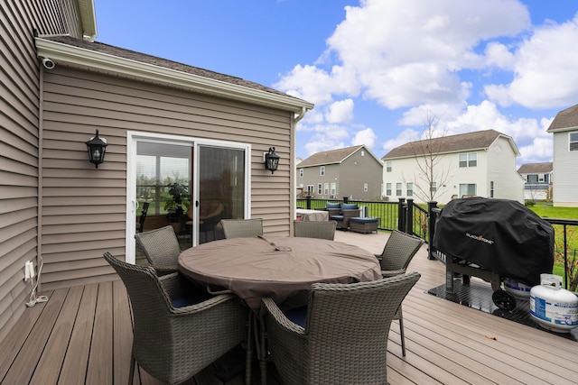 deck featuring grilling area