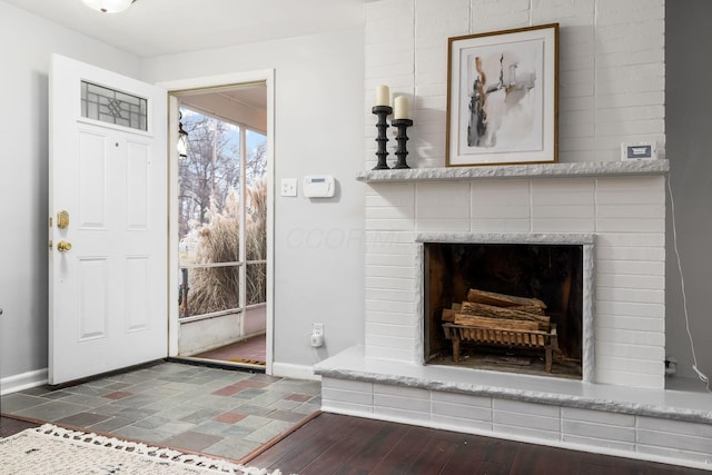 interior space featuring a fireplace