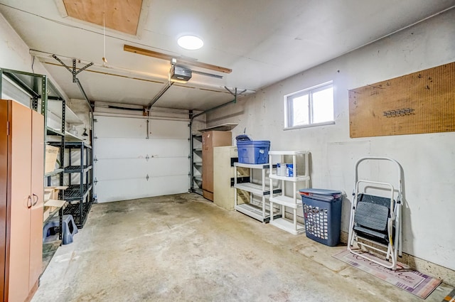 garage with a garage door opener