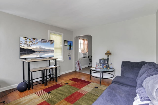 living room featuring hardwood / wood-style flooring