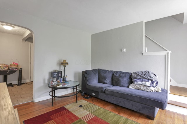 living room featuring wood-type flooring