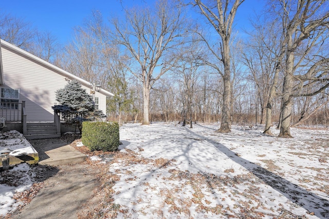 view of yard covered in snow