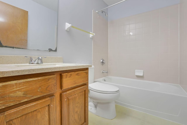 full bathroom with vanity, toilet, and shower / bathtub combination