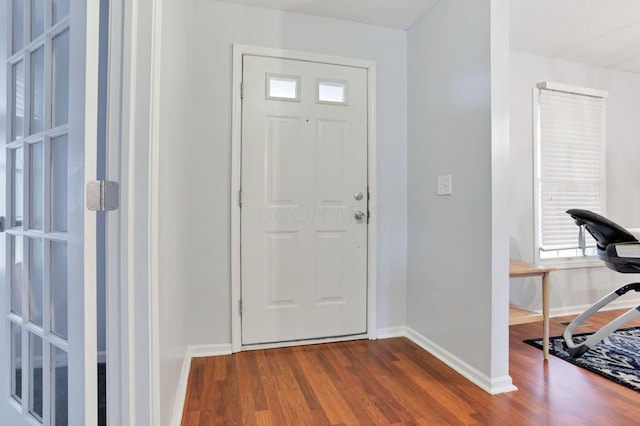 foyer entrance featuring hardwood / wood-style floors