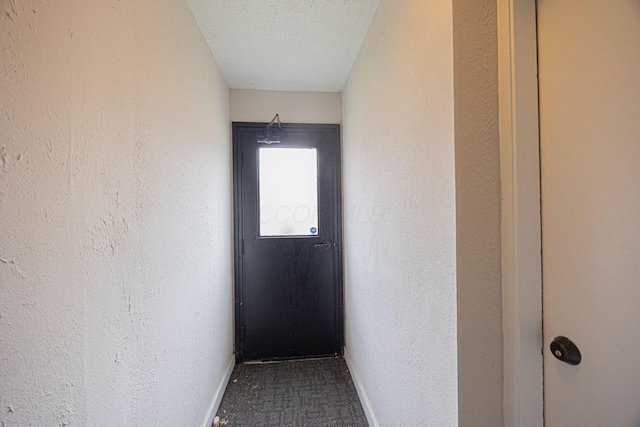 doorway featuring a textured ceiling