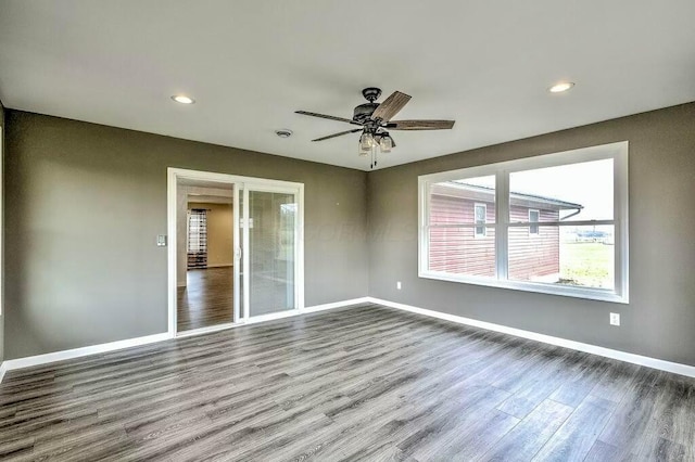 unfurnished bedroom featuring ceiling fan and light wood-type flooring