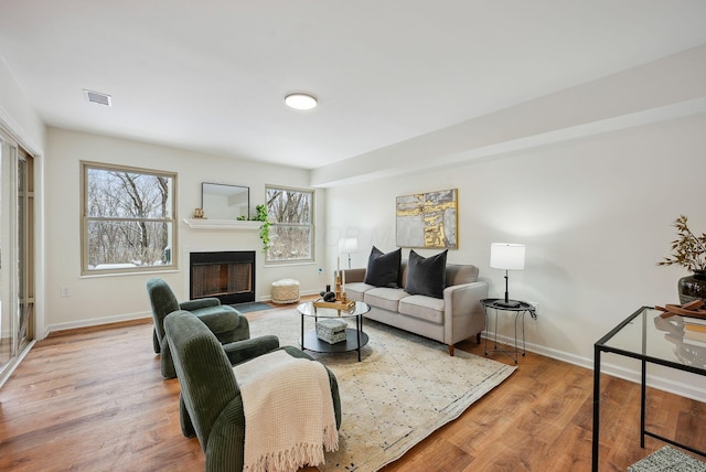 living room featuring light hardwood / wood-style flooring