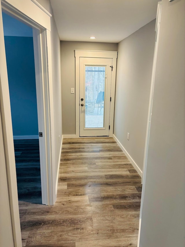 doorway featuring hardwood / wood-style floors