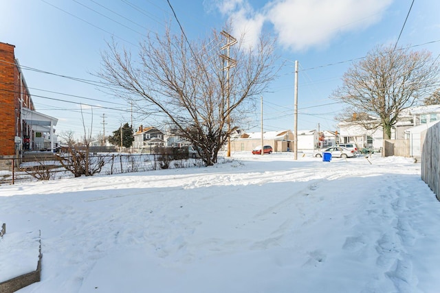 view of yard covered in snow