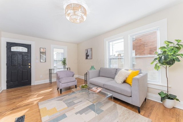 living room with hardwood / wood-style flooring