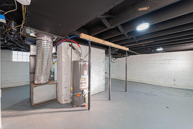 basement with gas water heater