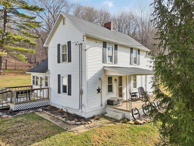 view of front of house with a deck