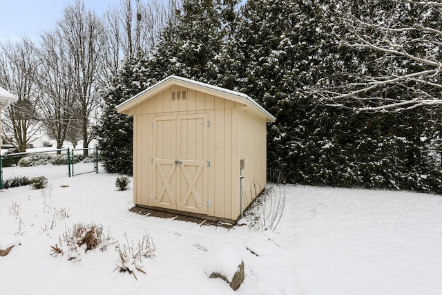 view of snow covered structure