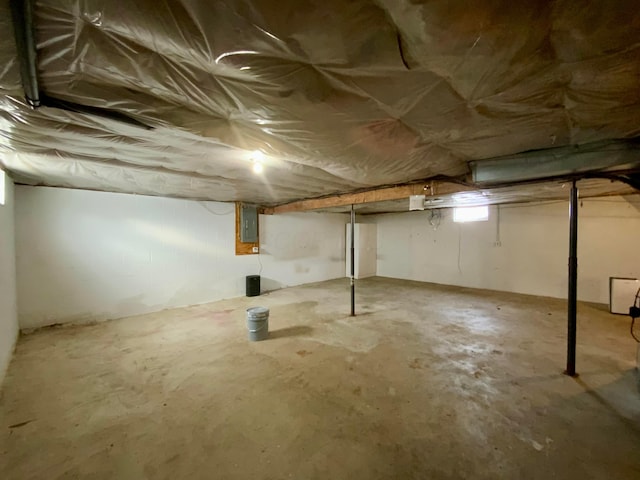 basement with electric panel