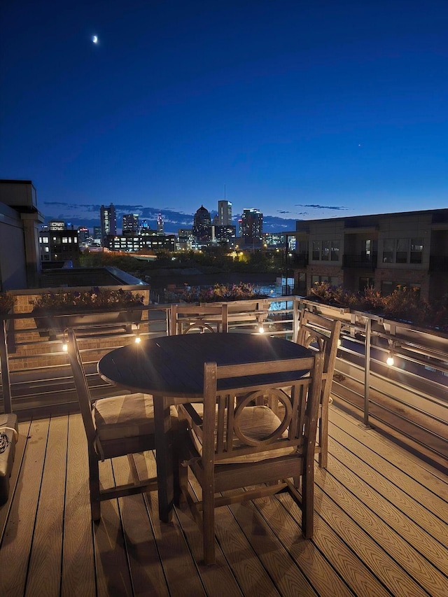 view of deck at twilight