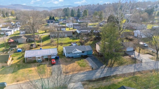 drone / aerial view with a mountain view