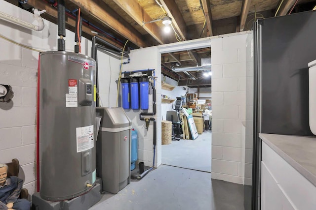 utility room with electric water heater