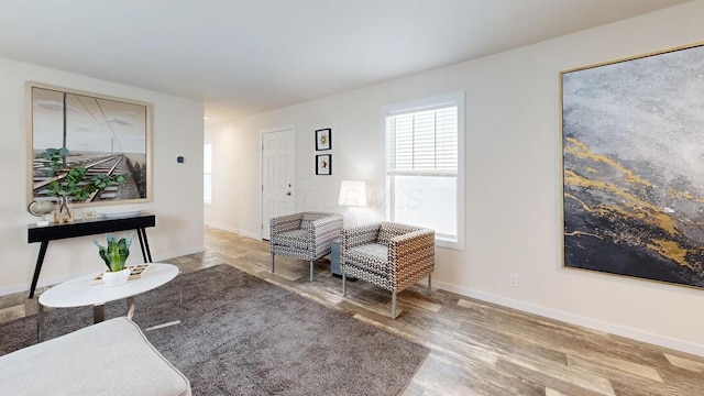 living area featuring light wood-type flooring