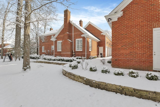 view of snow covered exterior