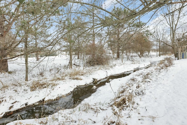 view of snow covered land