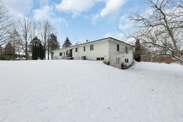 view of snow covered property