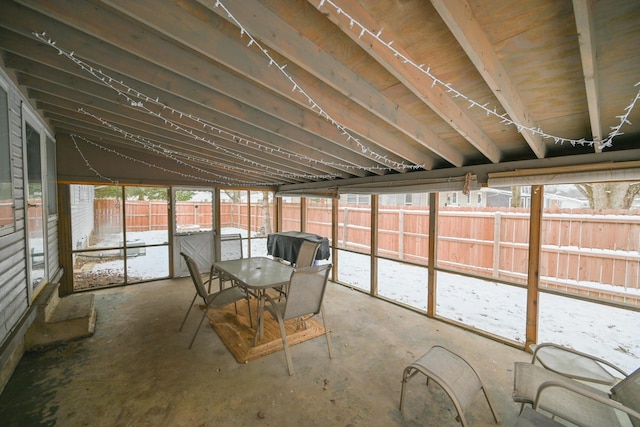 view of unfurnished sunroom