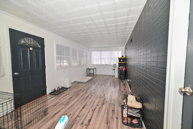 living room with hardwood / wood-style flooring